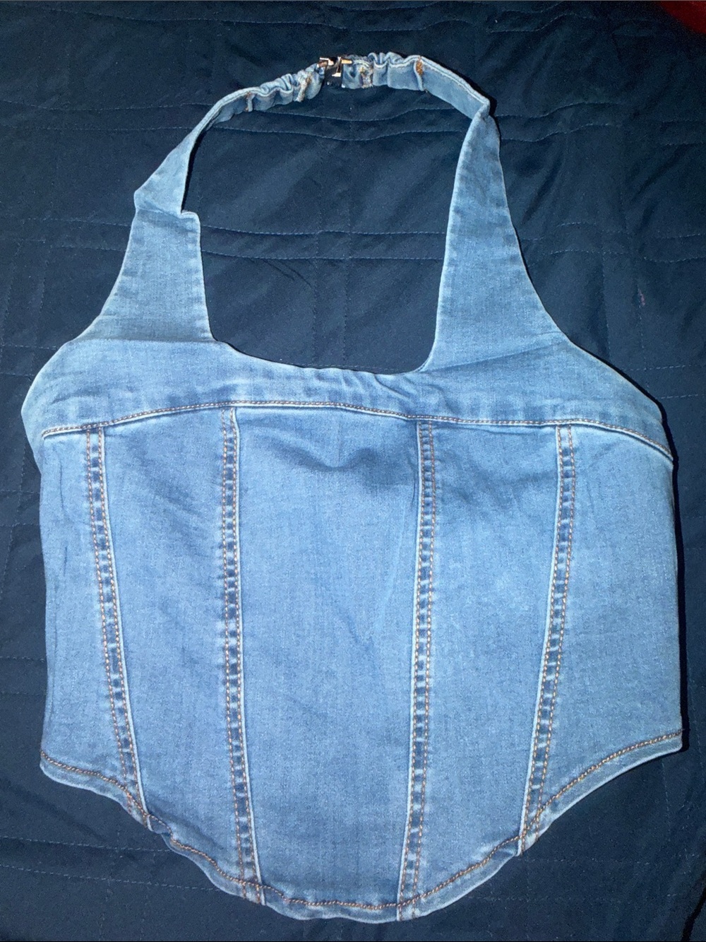 Women’s Denim Halter Top - Light Blue
